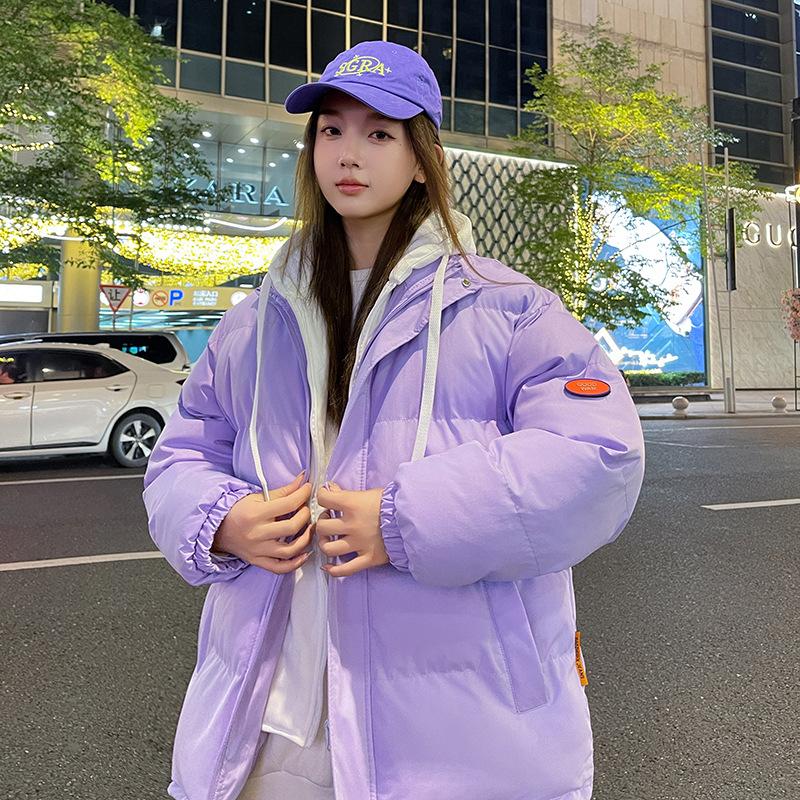 Winter Cotton Coat Popular Men's Thick Cotton Coat Women's Hooded Couple's Coat Simple Color Matching Warm