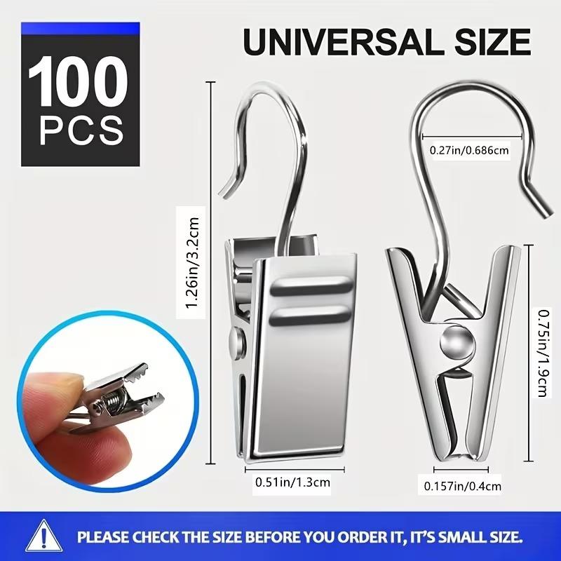 10-500pcs Stainless Steel Curtain Clips Window Curtain Hook Clips Drapery Hooks Replacement Hanging Display Photos Drapes Clamp