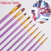 10Pcs/Set Facial Painting Brush Watercolor Brush Set Colored Nylon Brush Nail Painting Brush Professional Nail Painting Brush