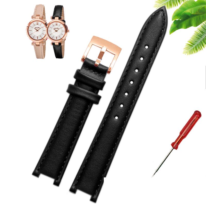 Genuine Leather Watch Band Women's Watch Strap for Folli Follie Lady Bubble Series Notch Pin Buckle Watch Bracelet 12MM 16MM 20