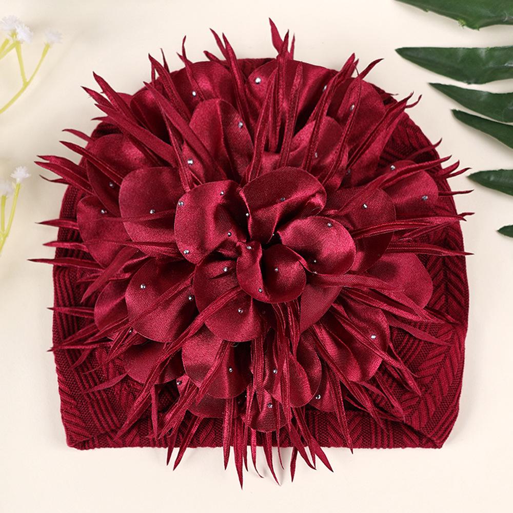 Handmade Large Sequin Flower Children's Hat for Newborn Fontanelle Protection