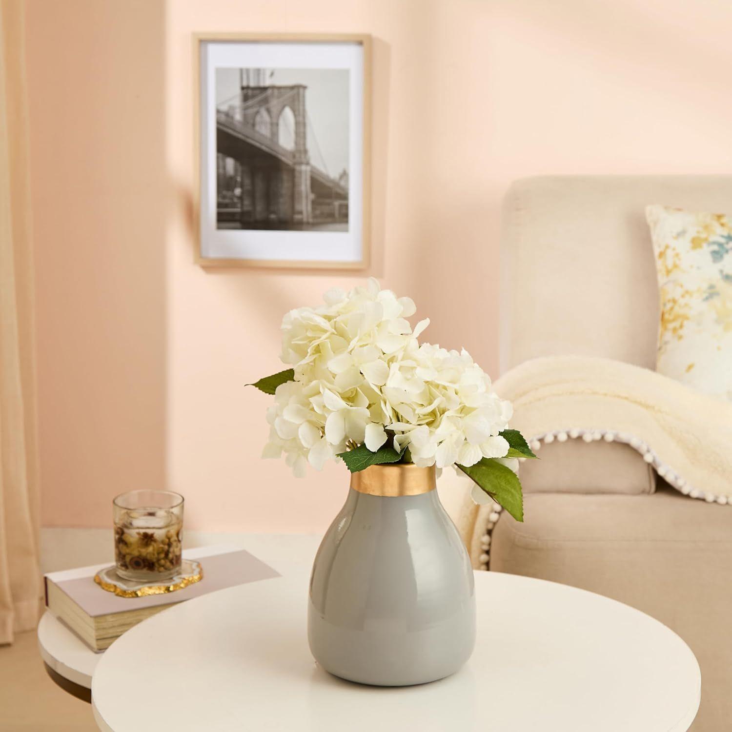 

Ваза для цветов с покрытием, устойчивым к ржавчине | Стильная и легко моющаяся отделка | Компактный дизайн для современного декора | Ваза для букетов серый