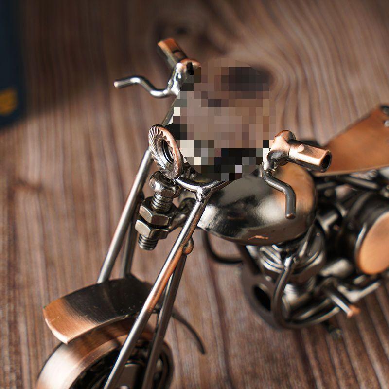Retro Wrought Iron Harley Motorcycle Model: Industrial Style Ornament for Home Decor
