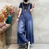 Oversized Women Denim Jumpsuit Summer Streetwear High Waist Straight Wide Leg Jeans Female Casual Trouser