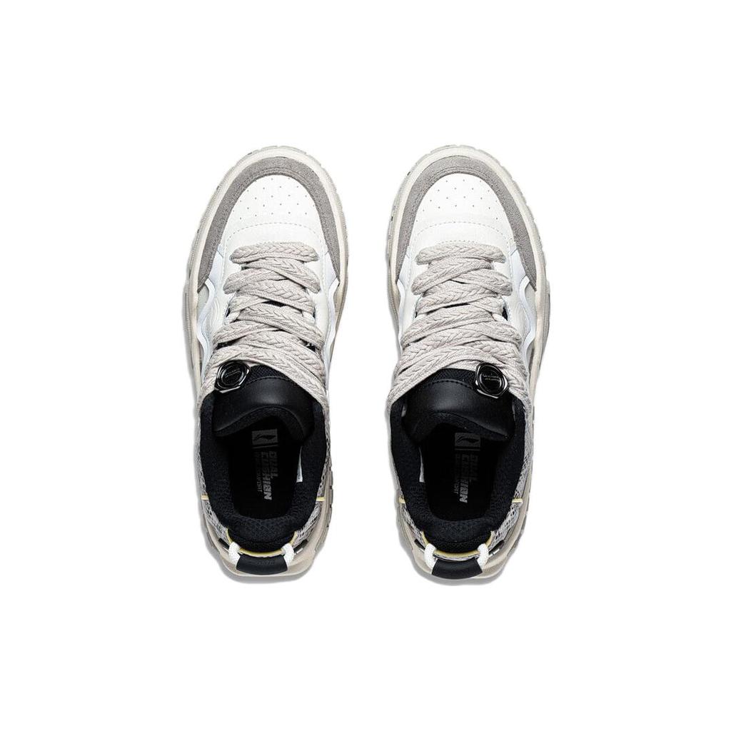 New LiNing 001 UNBLOCK UNBLOCK Anti Slip And Wear Resistant Breathable Low Top Skateboard Shoes Men's Ecru Gray AGCT095-3