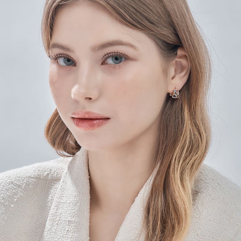 ELLE Jewelry 14K GF Vivid Glass One-Touch Earrings ELGPEE537