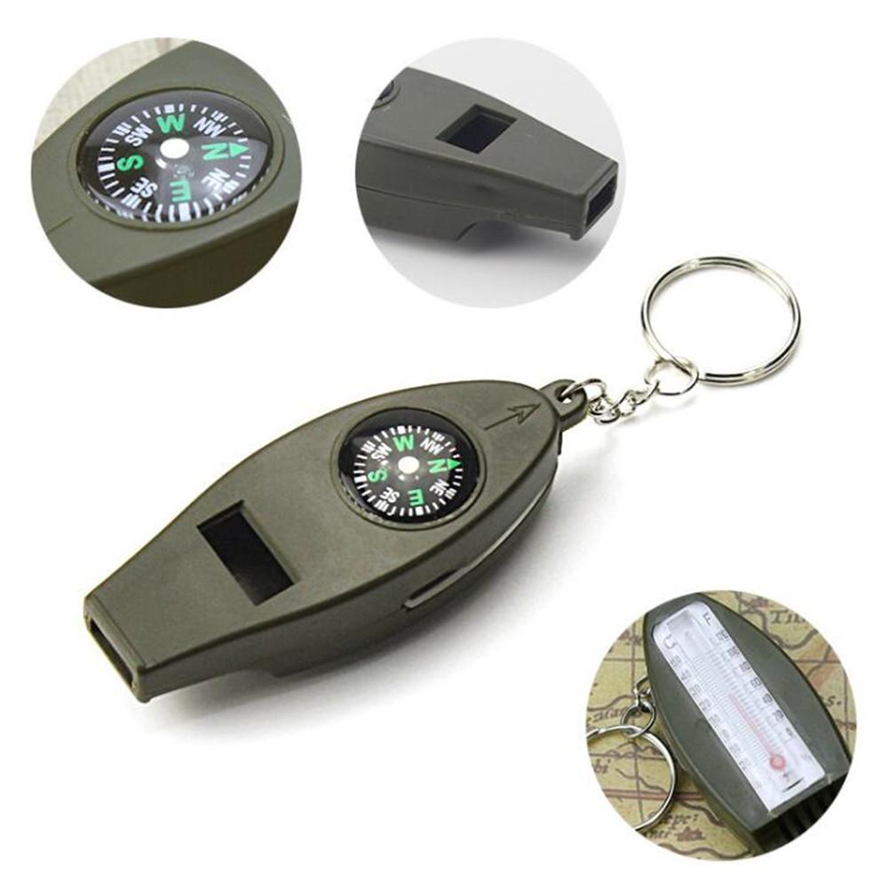 4 In 1 Outdoor Emergency Whistle Compass Magnifier Thermometer Survival Kits