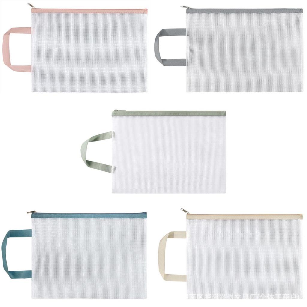 A4 Transparent Mesh Handheld Zipper Bag for Test Papers - Waterproof & Customizable