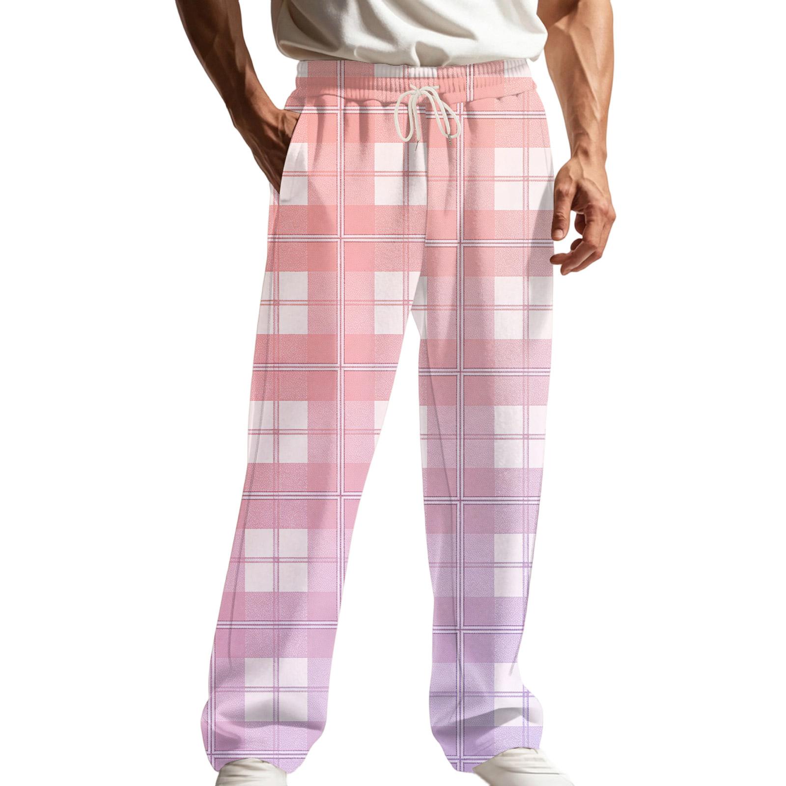 

Men s Sports Leisure Straight Cylinder Hoodie Trousers L рожевий