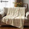 Beige Star Grid Lightweight Microfiber Soft Christmas Fleece Blanket Warm Cozy Throw for Bed Sofa Office Travel All Season