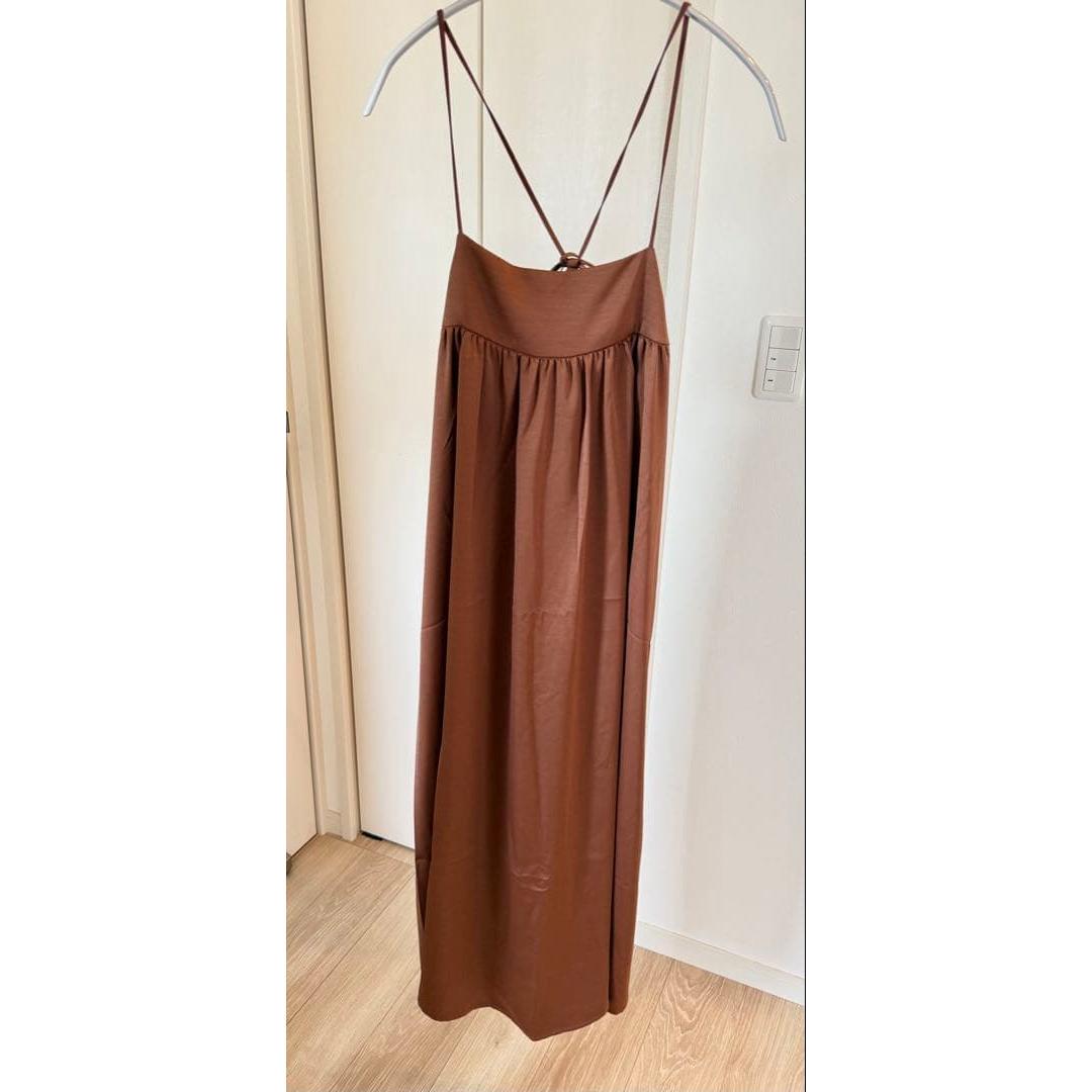 [New] MOUSSY Shiny Thin String Cami Dress Brown Size 1