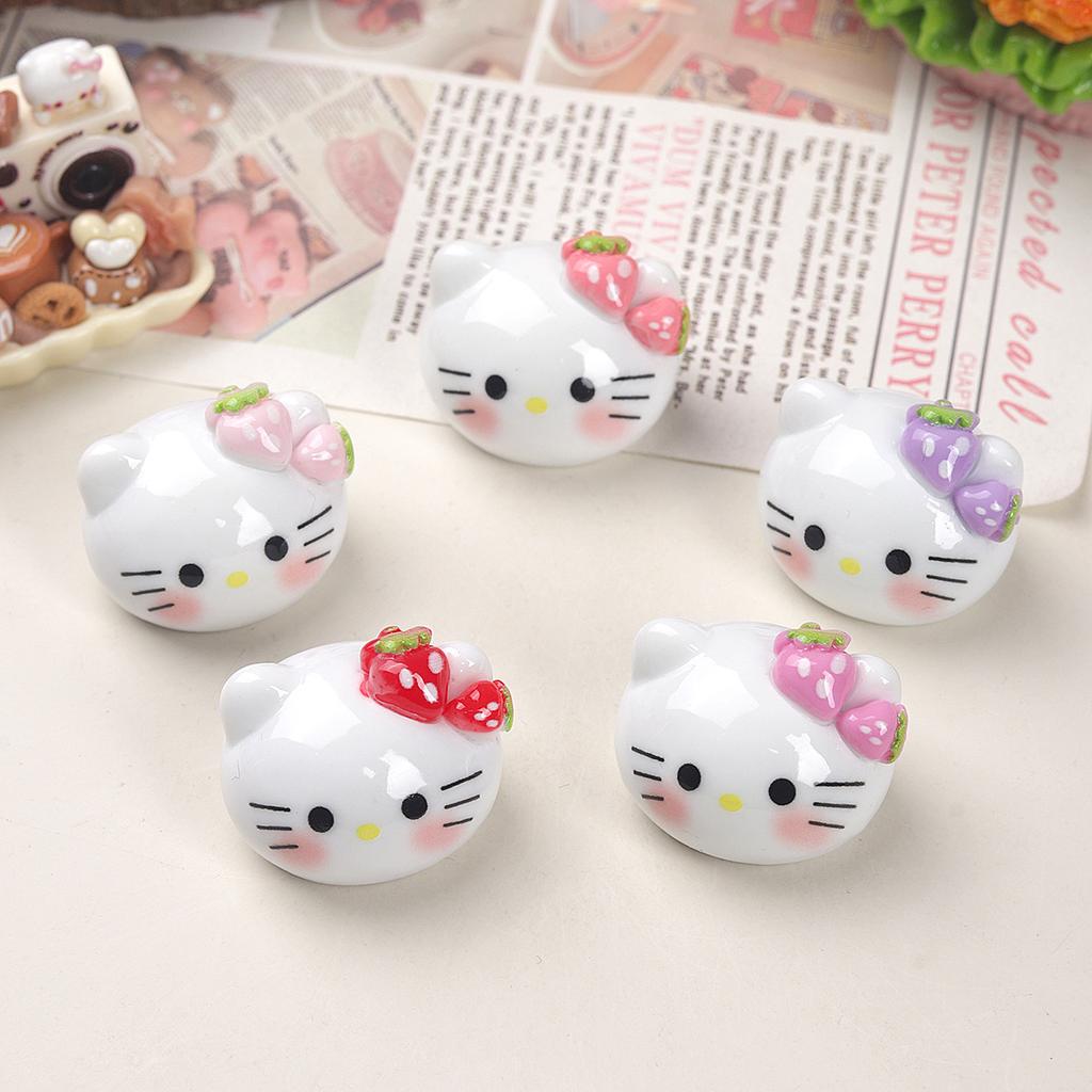 10/50PCS Cartoon DIY Fruit Big Head Cat Resin Accessories Accessories Cream Gel Hair Clip Keychain Pendant Accessories