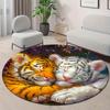 1Pcs Tiger Pattern Round Area Rug Indoor Non-Slip Washable Fiber Carpet Soft Comfortable Mat For Bedroom Living Room