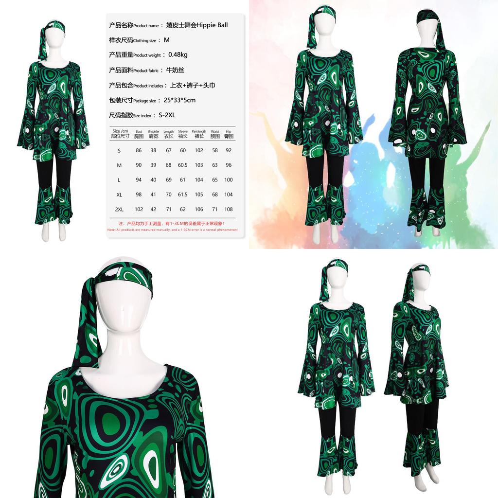 Hippie Cosplay Costume Halloween Polyester Unisex Stage Outfit Clothing Party