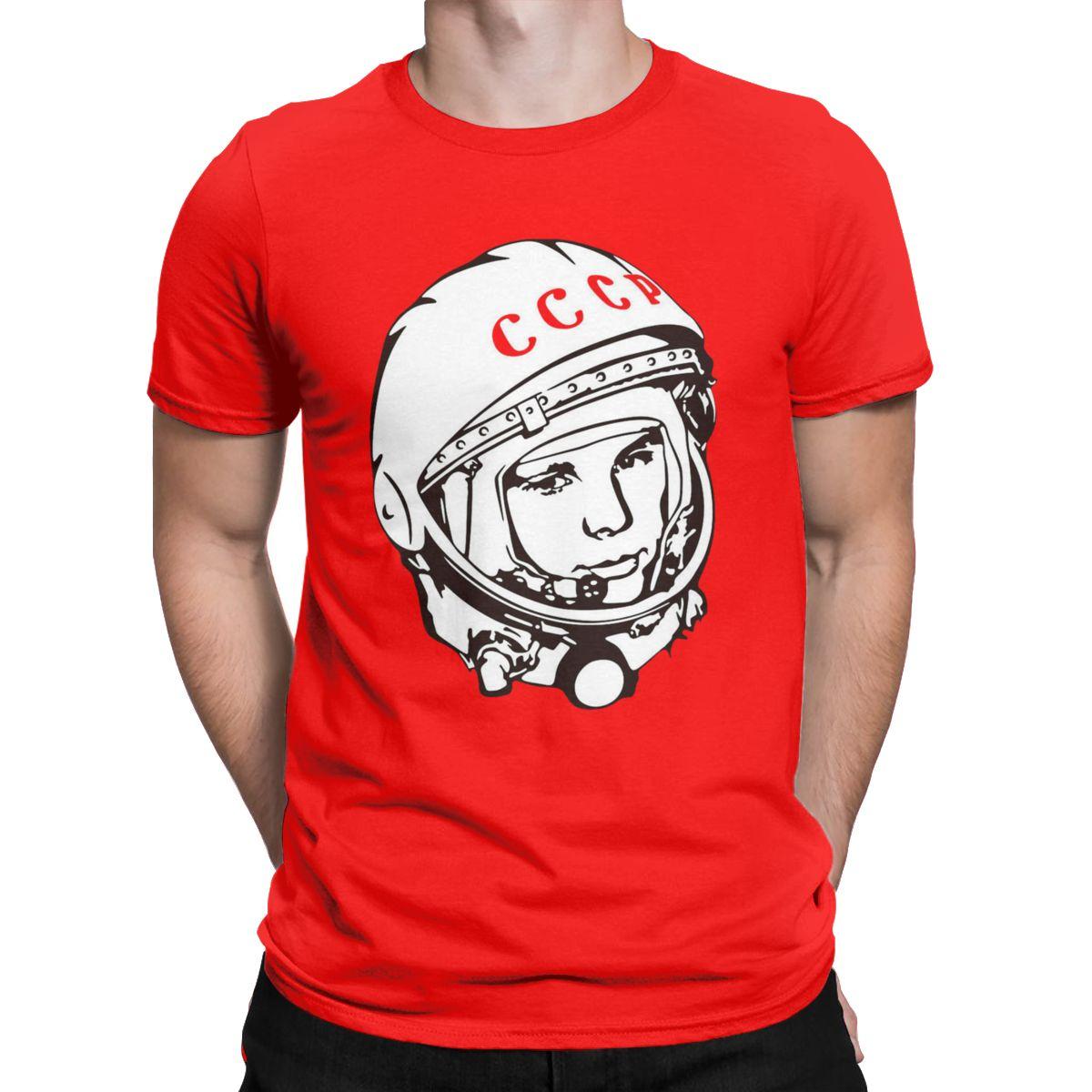 Винтажные футболки с Юрием Гагариным СССР для мужчин, футболка космонавт Советский Союз астронавт СССР, футболки с коротким рукавом 4XL 5XL, одежда S