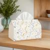 1pc Oversized Modern Tissue Box Holder with Golden-Gray Wavy Leaf Pattern - Minimalist Leaf Suitable For,, Dining Room, Gift Box, Polyester Storage Fo