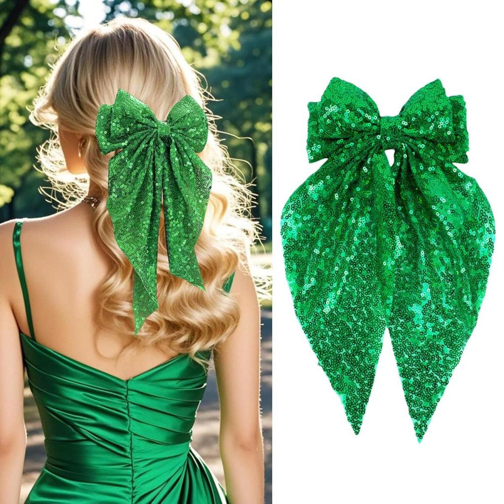 Elegante Pailletten Schleife Netzband Haarspange – Festliches Party Haaraccessoire