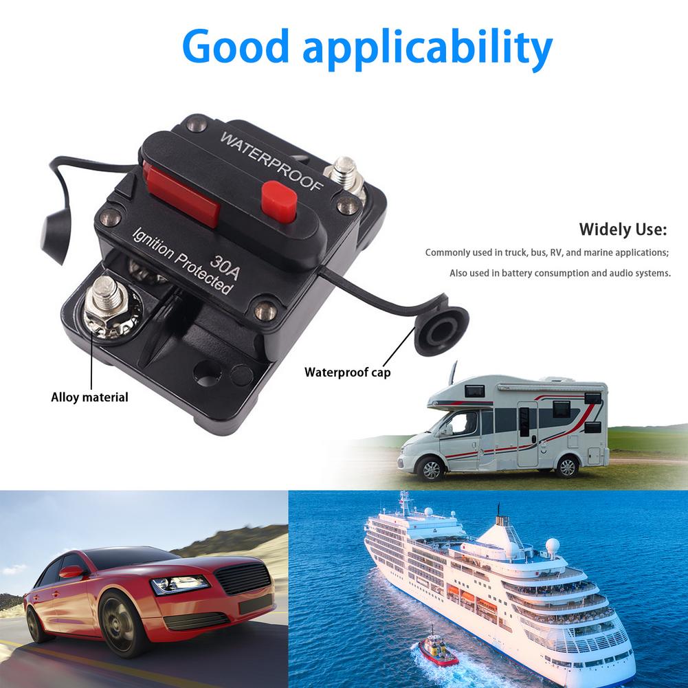 12-48V DC întrerupător de circuit auto 30A 40A 50A 60A 70A 80A amperi întrerupător de circuit cu siguranță resetare impermeabil 12-48V DC pentru mașina și barca