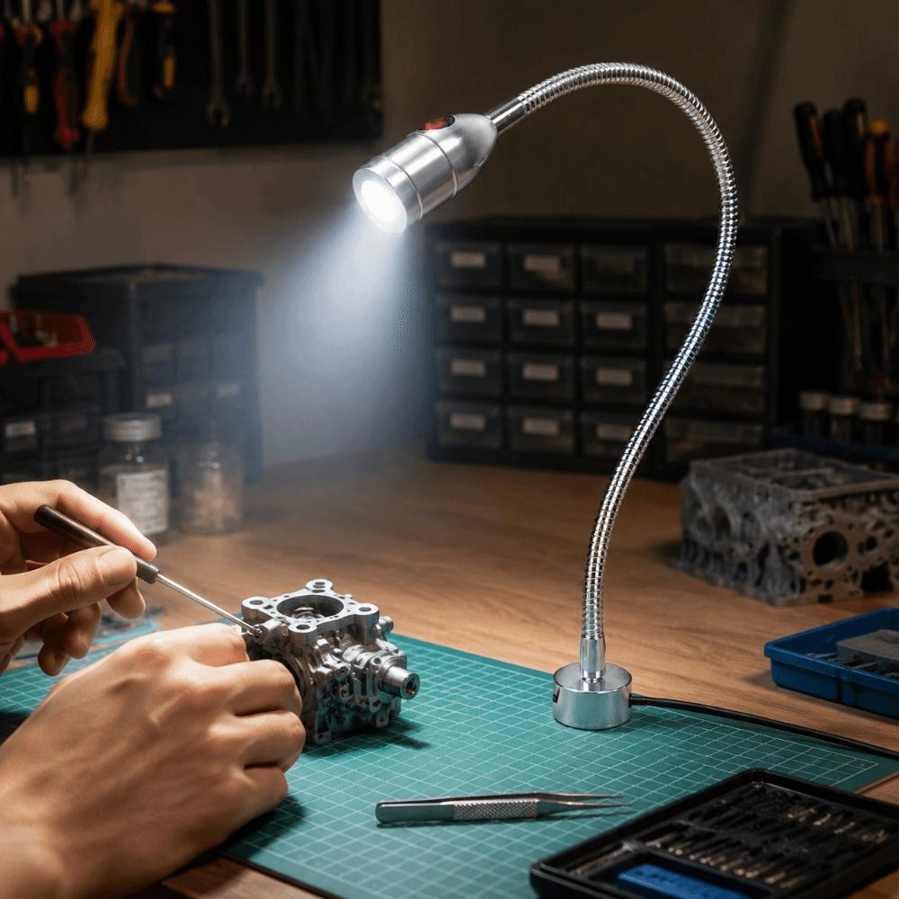Flexible Gooseneck LED Desk Light 3W Machine Tool Lamp High Brightness Work Light Grill