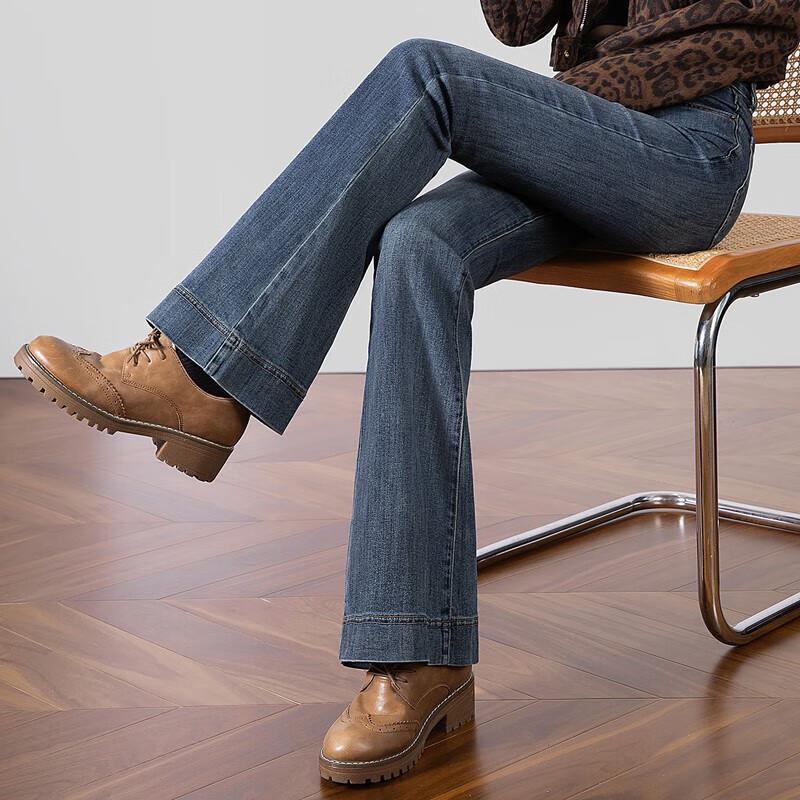 Sibo She Women's Slim-fit Washed Flared Jeans