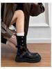 Thick-soled New Summer and Autumn Xinjiang Travel Medium Tube Brown Short Boots Martin Boots Women's Boots Western Niche 2025 Retro