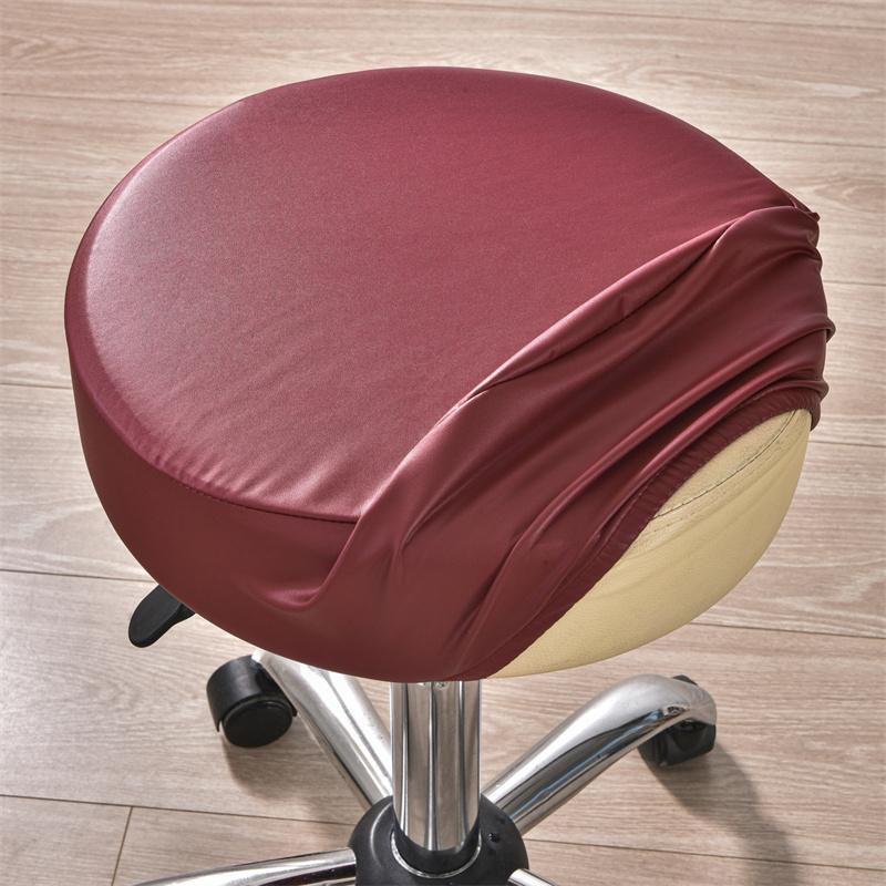 1Pc Waterproof Round Stool Cover Stretch Pu Leather Bar Stool Covers All Inclusive Rotating Chair Seat Slipcover Home El