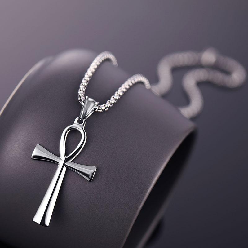 Stainless Steel Egyptian Ankh Necklace For Men Women Cross Pendant Chain  Waterproof Jewelry Accessories