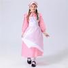 Halloween European Medieval Farm Pastoral Maid Costume Girl Pink Floral Dress Little Girl Performance Costume