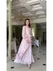 2025 Spring Retro Elegant Floral Long Dress with Waist-Hugging Long Sleeves for Women.