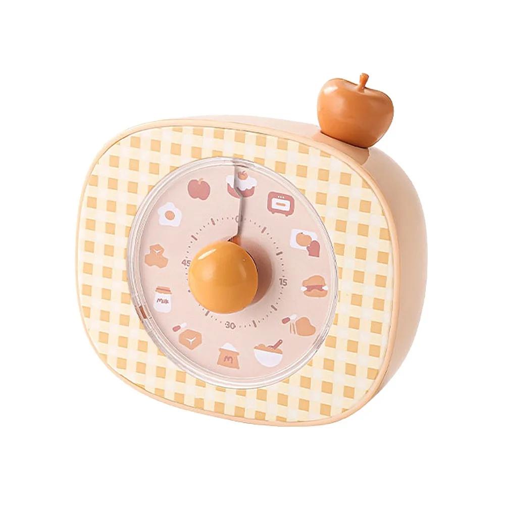 Portable Cartoon Apple Visual Magnetic Timer Dopamine Rotation Timing Kitchen Cooking Timer Countdown Reminder for Cooking