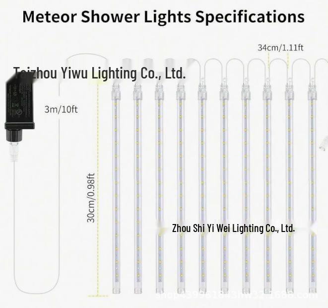 Solar-Powered Waterproof LED Meteor Shower String Lights for Outdoor Decoration