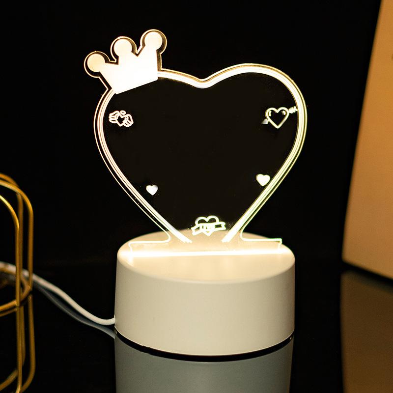 3D Acrylic LED Handwriting Tablet Night Light with Erasable Glow Message Board