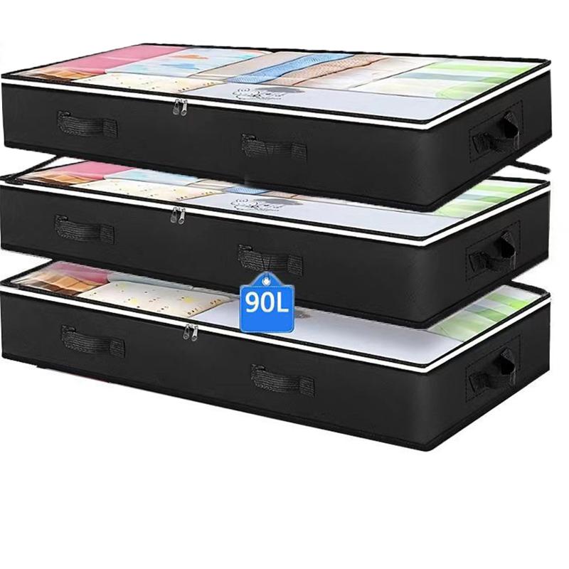 Foldable Under Bed Storage Containers with Clear Window Underbed Toy Organizers and Clothing Storage Bags Closet Storage Bins