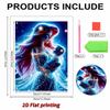 Pearl Inlaid Ariel Holding Baby Craft Painting Parent-child Theme Fantasy Starry Sky Starlight Element Handmade Art Painting