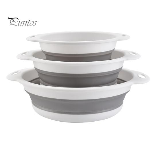 

3 шт. складные дуршлаги и сита, не содержащие бисфенол А, корзина для кемпинга, многоразовые кухонные сита для пасты, фруктов, овощей серый