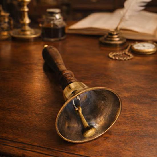 Decorative Brass Bell with Wooden Handle Maritime Nautical Bell Home Accent