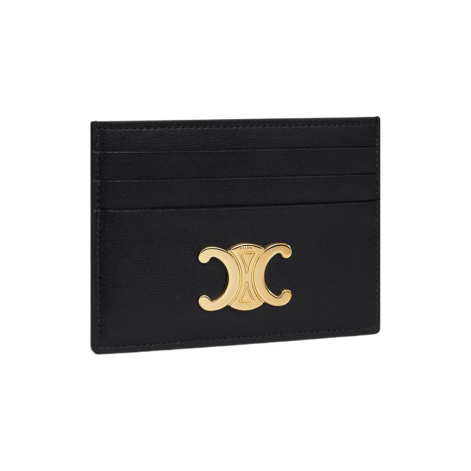 Celine Triomphe Calfskin Card Holder Women Accessories Black 10L833DPV-38NO
