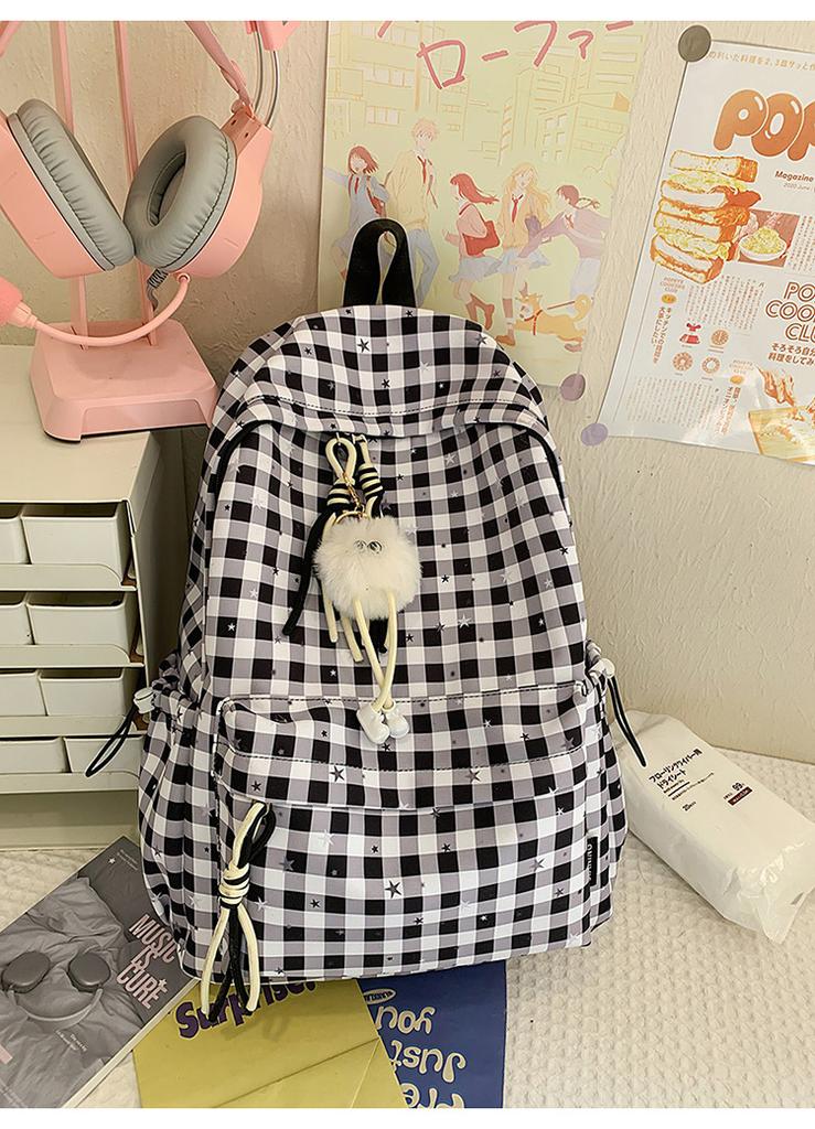 Schoolbag Cute Schoolbag Female Junior High School Mori Backpack Niche High Value Small Fresh Ins Plaid Light Multi-compartment Backpack
