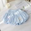 Summer Baby Girls Fresh Shorts Side Seam Solid Bow Elastic Waist Loose Pants Casual Children Clothes