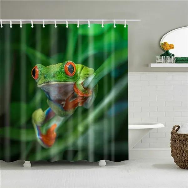 Cartoons Animals Cat Giraffe Elephant 3d Bathroom Shower Curtains Bath Curtain Fabric Waterproof Polyester Home Decor with Hooks