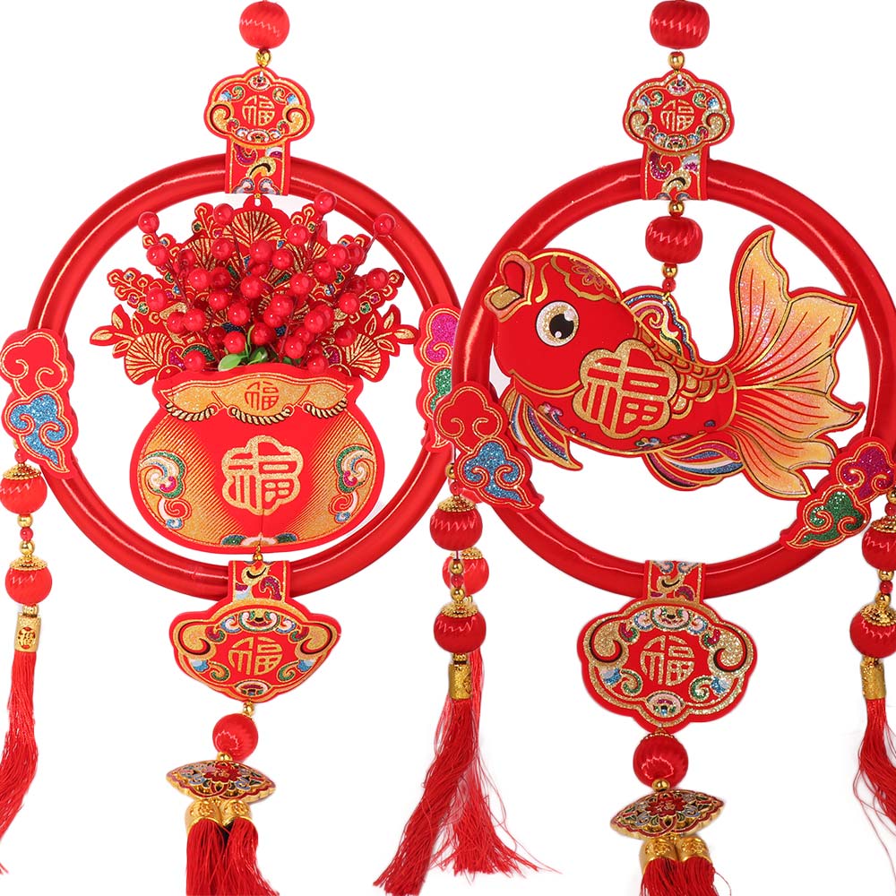 Chinese New Year New Year Fish Pendant Hanging Red Lucky Bag Pendant Traditional Tassels Spring Festival Ornament Home Decor