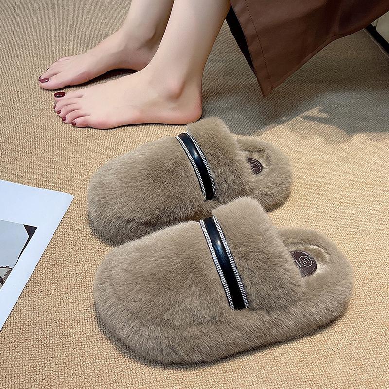 2025 Autumn and Winter Korean Version Cotton Shoes Plush Shoes Warm Plush Shoes Soft-soled Versatile Cotton Slippers