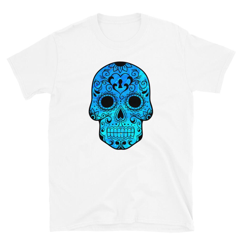 Skull Trippy Hippie Blue Green T-Shirt S разноцветный