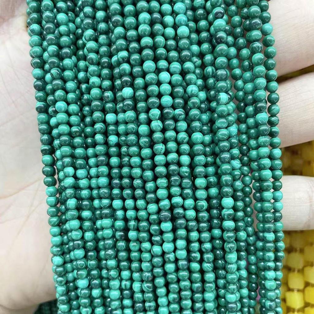 Premium Natural Malachite Small Round Loose Beads for DIY Bracelets