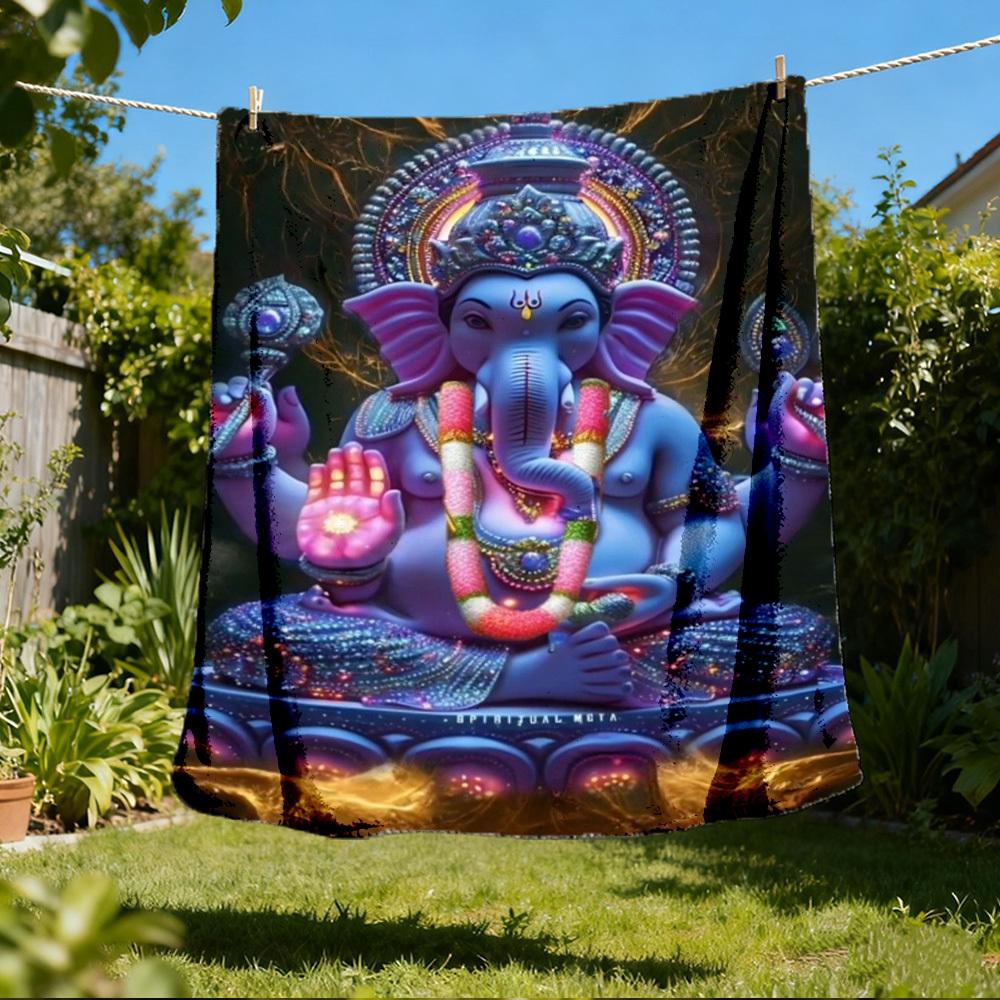 1pc Spiritual Decor Throw Blanket Polyester Fiber, Lightweight Flannel, Soft & Warm, All Season Use for Outdoor, Camping Digital Print
