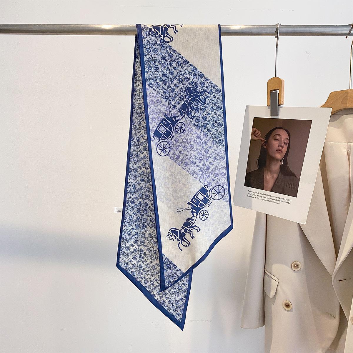 

Геометрический шарф Модный универсальный профессиональный шарф Двухслойный полосатый шарф Весна Лето и Осень Новый многофункциональный женский 21*144cm