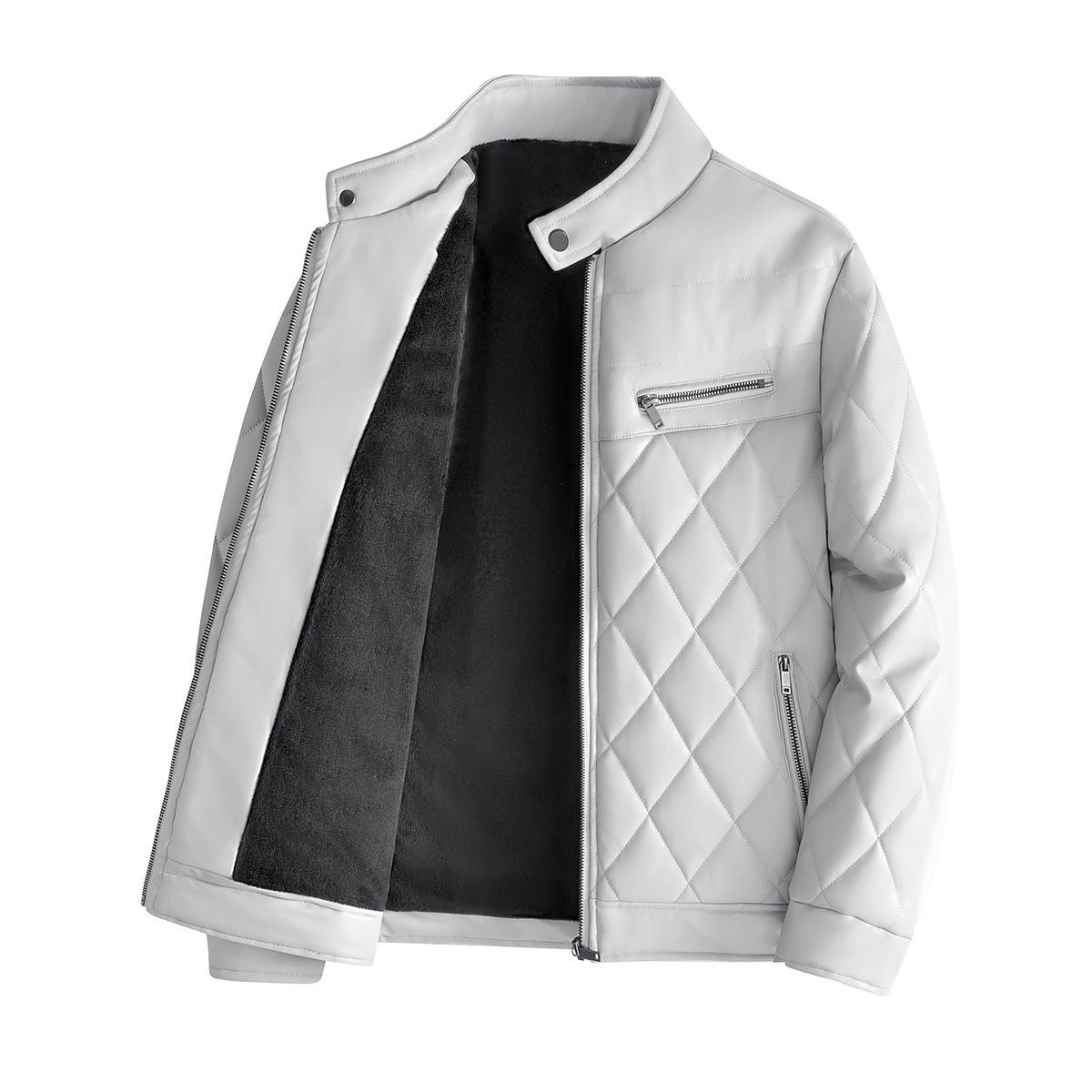 Leather Jacket Men s Winter Casual PU Leather Jacket Temperament Thick Warm Top L