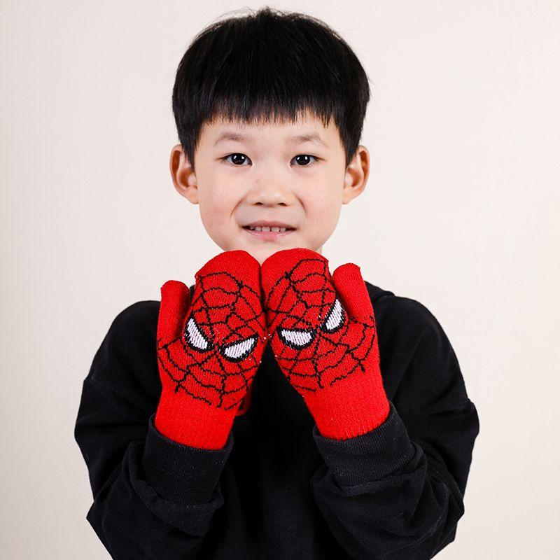 Winter Kinderhandschuhe Cartoon Spider-Man Nackenhandschuhe Warm und Verdickt Kälteschutzhandschuhe Wintergeschenke für Kinder