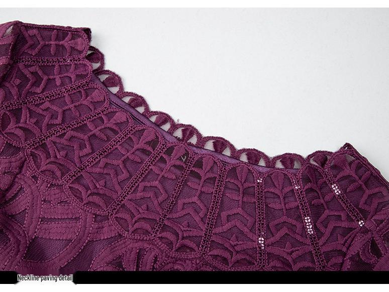 Versatile Plus Size Lace Embroidery Dress for Spring & Autumn