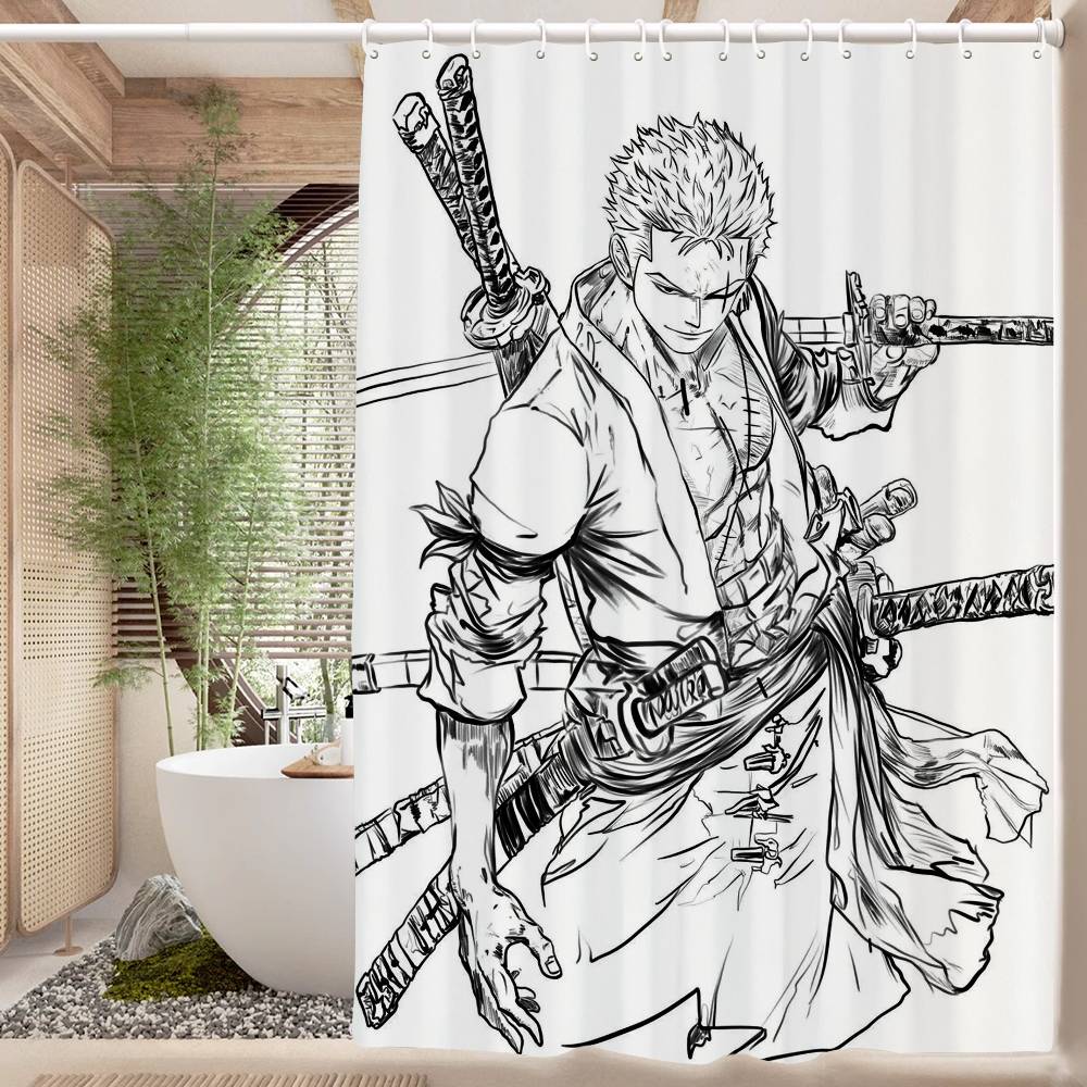 RORONOA ZORO ONE PIECE Anime Modern Simple Shower Curtain Bathroom Decorative Polyster Shower Curtain With Hook